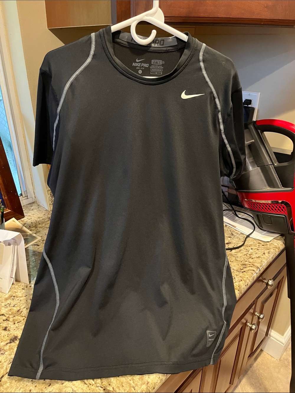 Nike Black Short-Sleeve Dri-FIT Training Tee with gray stitching
